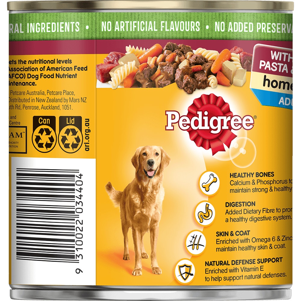 	PEDIGREE® Adult Wet Dog Food with Beef, Pasta & Vegies Homestyle 700g Can back