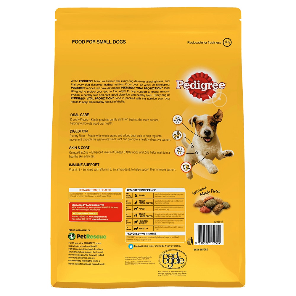 PEDIGREE® Meaty Bites Minis Beef Veg 2.5kg back