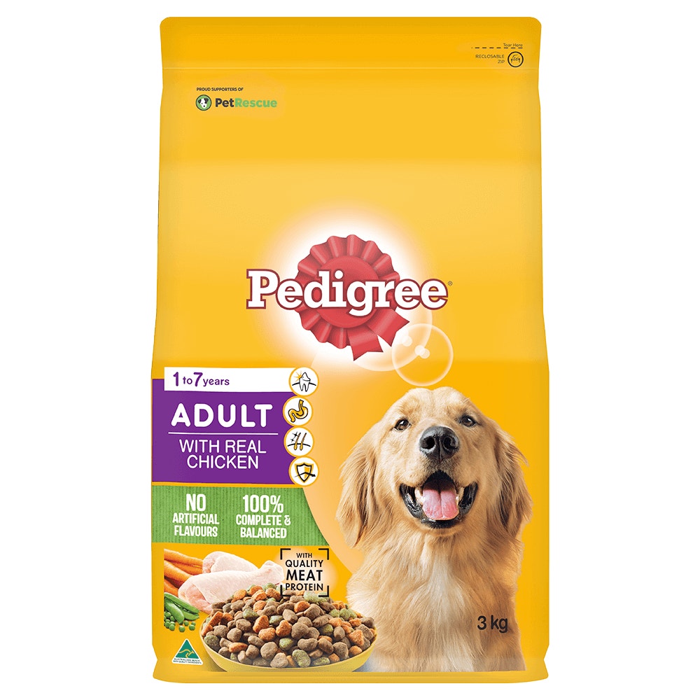 PEDIGREE® Adult Dry Dog Food With Real Chicken 3kg Bag